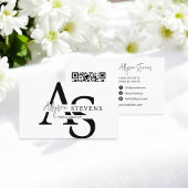 Carte De Visite Logo script initiales maquillage cheveux code qr