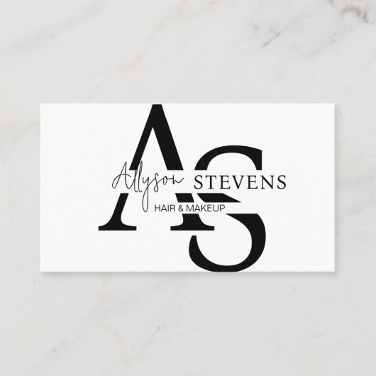 Carte De Visite Logo script initiales maquillage cheveux code qr (Devant)