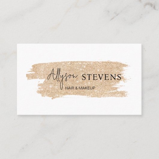 Carte De Visite Logo script or parties scintillant cheveux maquill (Devant)