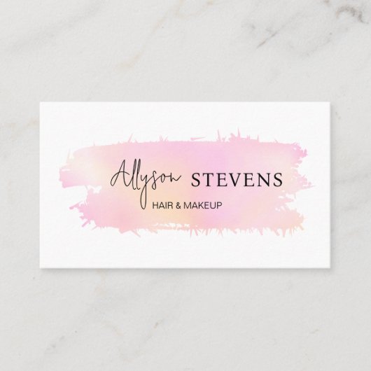 Carte De Visite Logo script rose arc-en-ciel maquillage qr code (Devant)