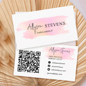 Carte De Visite Logo script rose arc-en-ciel maquillage qr code