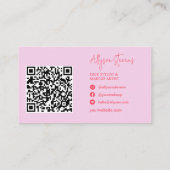 Carte De Visite Logo script rouge rose cheveux maquillage qr code (Dos)