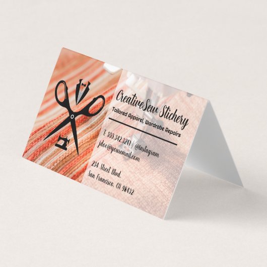 Carte De Visite Logo Seamstress | Tissu cousu (Devant)