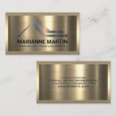 Carte De Visite Logo Silver Real Estate | Métallique d'or (Devant / Derrière)