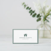Carte De Visite Logo simple Accueil Vert En vichy Motif Realtor (Debout devant)