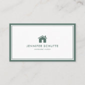 Carte De Visite Logo simple Accueil Vert En vichy Motif Realtor (Devant)