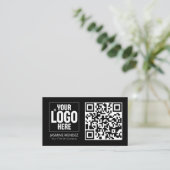 Carte De Visite Logo simple code QR moderne noir (Debout devant)