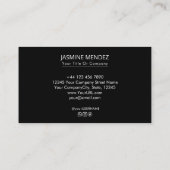 Carte De Visite Logo simple code QR moderne noir (Dos)