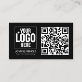 Carte De Visite Logo simple code QR moderne noir (Devant)