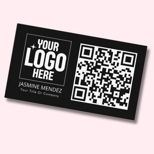 Carte De Visite Logo simple code QR moderne noir