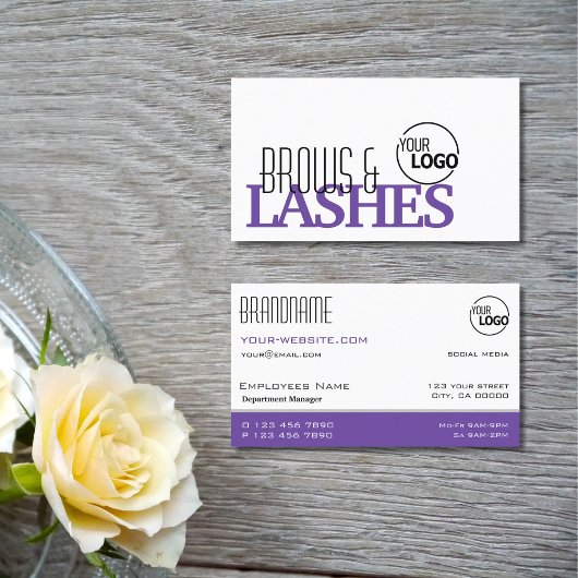 Carte De Visite Logo simple élégant blanc et violet professionnel