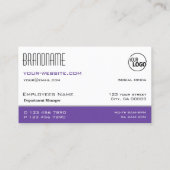 Carte De Visite Logo simple élégant blanc et violet professionnel (Dos)