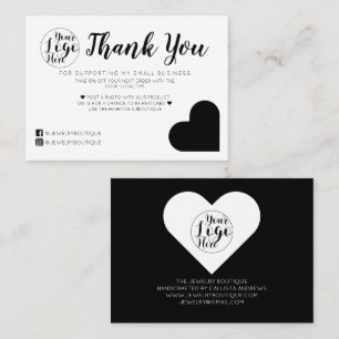 Carte De Visite Logo simple en noir blanc Merci client