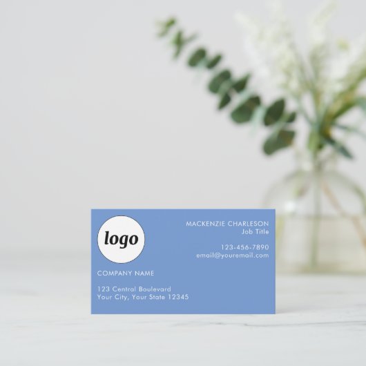Carte De Visite Logo simple et bleu texte (Debout devant)