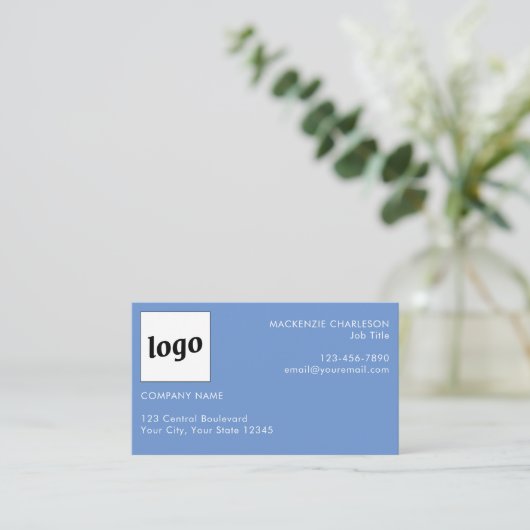Carte De Visite Logo simple et bleu texte (Debout devant)