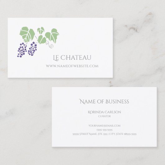 Carte De Visite Logo simple et chic de vigne (Devant / Derrière)
