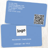 Carte De Visite Logo simple et code QR bleu