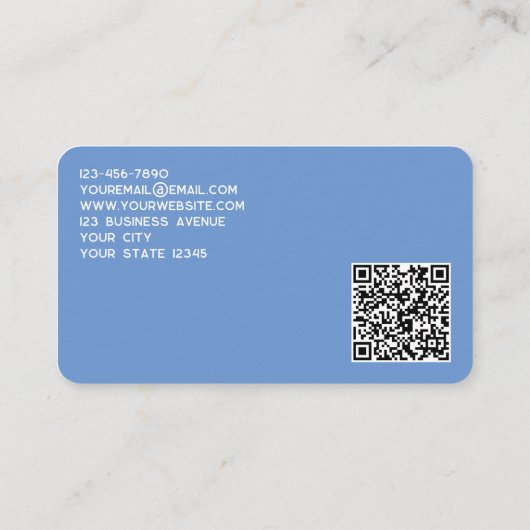 Carte De Visite Logo simple et code QR bleu (Dos)