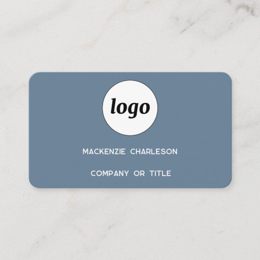 Carte De Visite Logo simple et code QR Dusty Blue Grey (Devant)
