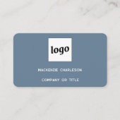 Carte De Visite Logo simple et code QR Dusty Blue Grey (Devant)