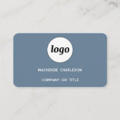 Carte De Visite Logo Simple et Code QR Gris Bleu Poussiéreux (Devant)