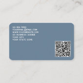 Carte De Visite Logo Simple et Code QR Gris Bleu Poussiéreux (Dos)