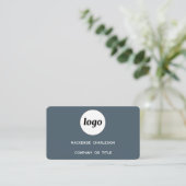 Carte De Visite Logo Simple et Code QR Gris Charbon (Debout devant)