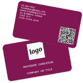 Carte De Visite Logo simple et code QR Magenta Pink