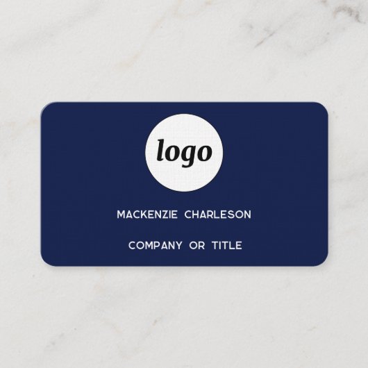 Carte De Visite Logo simple et code QR Navy Blue (Devant)
