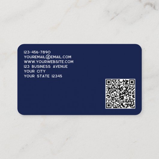 Carte De Visite Logo simple et code QR Navy Blue (Dos)