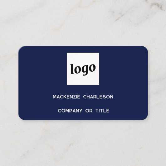 Carte De Visite Logo simple et code QR Navy Blue (Devant)