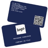 Carte De Visite Logo simple et code QR Navy Blue