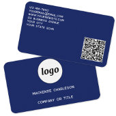 Carte De Visite Logo simple et code QR Navy Blue