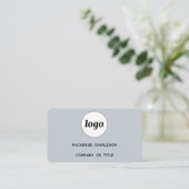 Carte De Visite Logo simple et code QR Poudre bleu (Debout devant)
