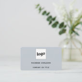 Carte De Visite Logo simple et code QR Poudre bleu (Debout devant)