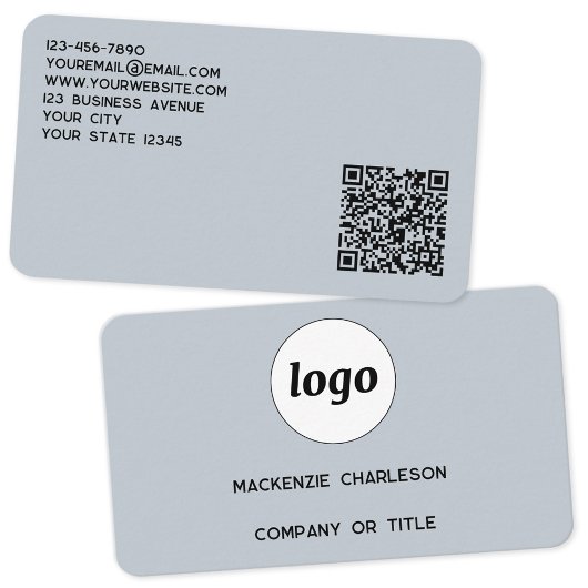 Carte De Visite Logo simple et code QR Poudre bleu