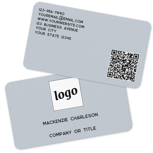 Carte De Visite Logo simple et code QR Poudre bleu