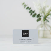 Carte De Visite Logo simple et code QR Poudre bleu (Debout devant)