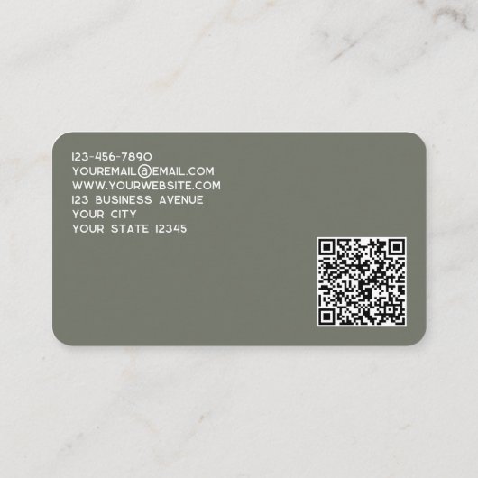 Carte De Visite Logo simple et code QR Sage Green (Dos)