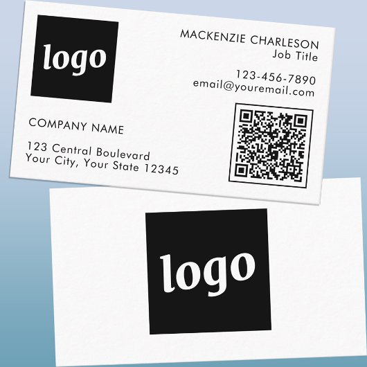 Carte De Visite Logo simple et code QR texte