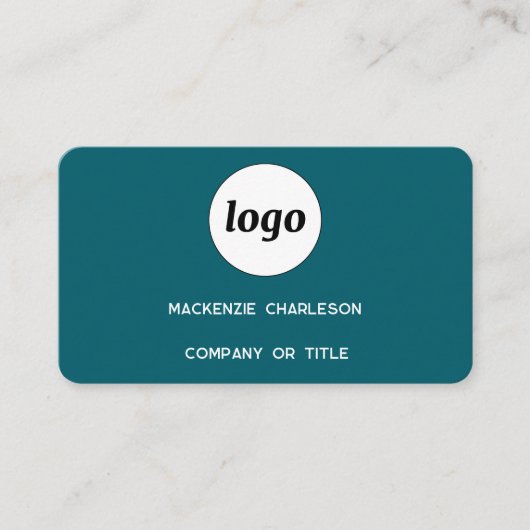 Carte De Visite Logo simple et code QR Vert Turquoise (Devant)