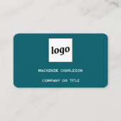 Carte De Visite Logo simple et code QR Vert Turquoise (Devant)