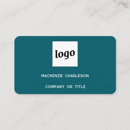 Carte De Visite Logo simple et code QR Vert Turquoise (Devant)