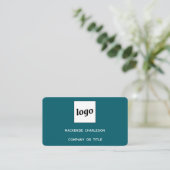 Carte De Visite Logo simple et code QR Vert Turquoise (Debout devant)