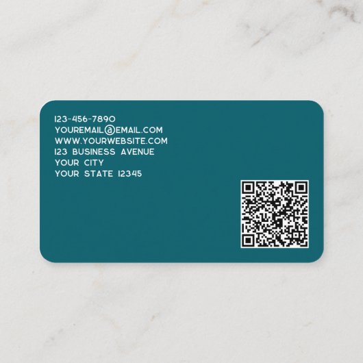 Carte De Visite Logo simple et code QR Vert Turquoise (Dos)