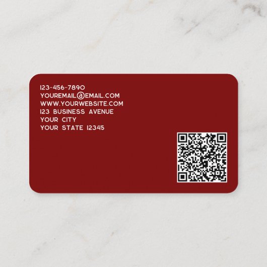 Carte De Visite Logo simple et QR Code Bourgogne Rouge (Dos)