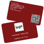 Carte De Visite Logo simple et QR Code Bourgogne Rouge