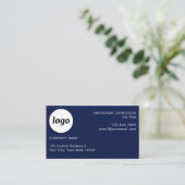 Carte De Visite Logo simple et texte bleu marine (Debout devant)