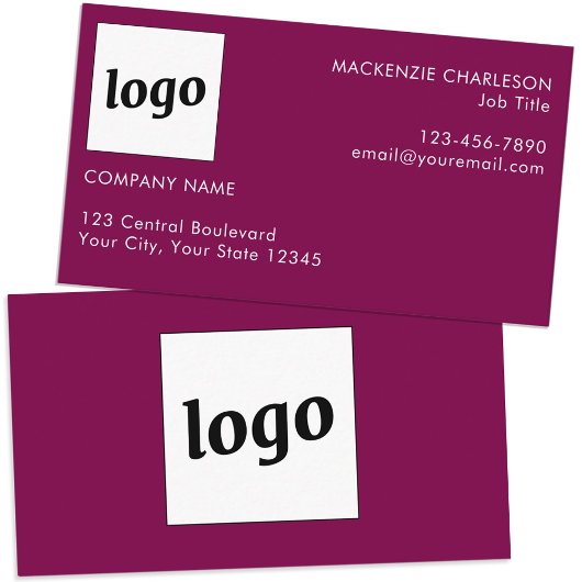 Carte De Visite Logo simple et texte cerisier foncé Magenta rose