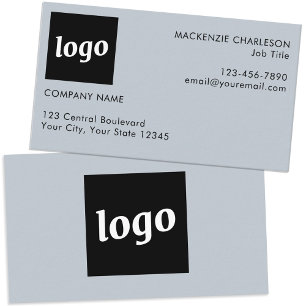 Carte De Visite Logo simple et texte Dusty Powder Blue